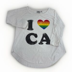 Rebel Yell Top Womens Size Medium I Heart CA Rainbow Heart